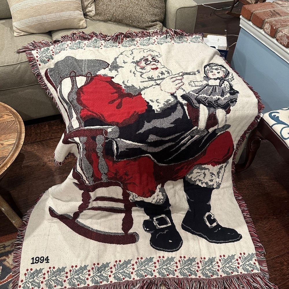 Vintage Red and Black Holiday Blanket 1994